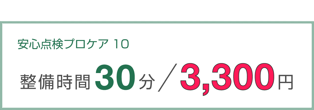 安心点検プロケア 10整備時間 30分で3,850円