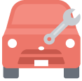赤い車にレンチが重なったイラスト