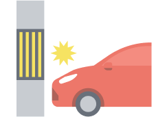 赤い車が柱に衝突しているイラスト