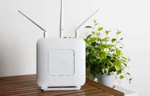 Wi-Fiルーターと観葉植物の写真