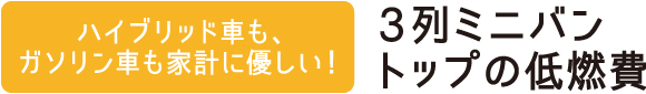 ハイブリッド車も、ガソリン車も家計に優しい！3列ミニバントップの低燃費