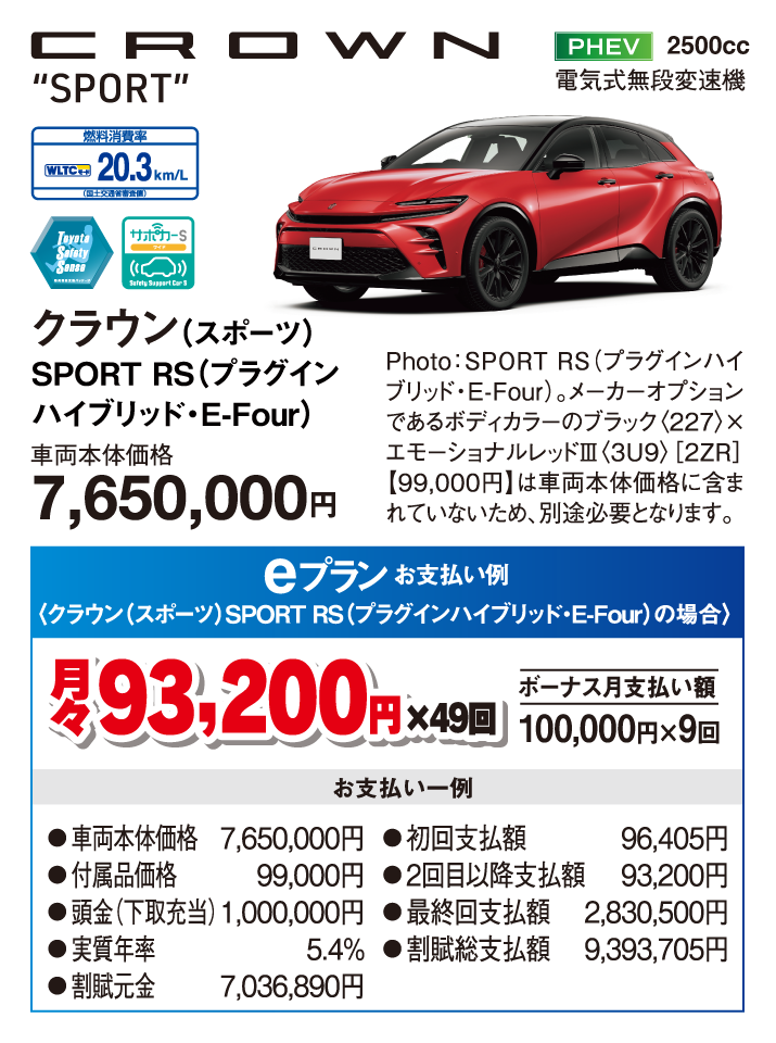 クラウン（スポーツ）SPORT RS（プラグインハイブリッド・E-Four）