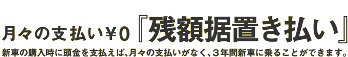 月々の支払い¥0 『残額据置き払い』