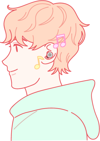 イヤホンで音楽を聴いてる人のイラスト