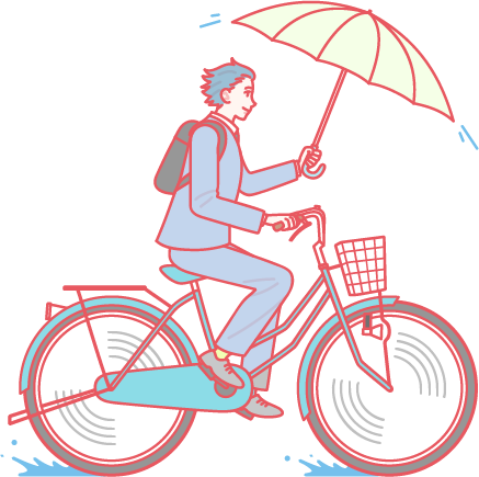 傘さし運転のイラスト